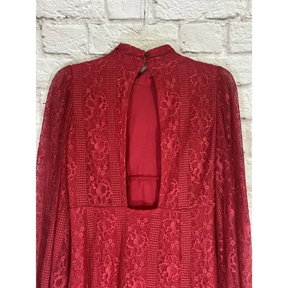 Anthropologie MAEVE Open Back Lace Mini Dress 4P Petites Pockets Stretch 9301 - Picture 10 of 14